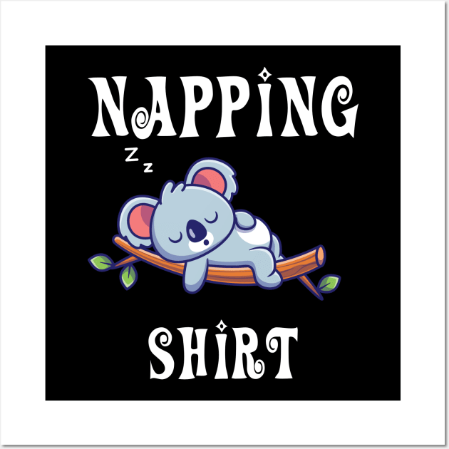 napping shirt with cute sleeping koala Wall Art by vpdesigns